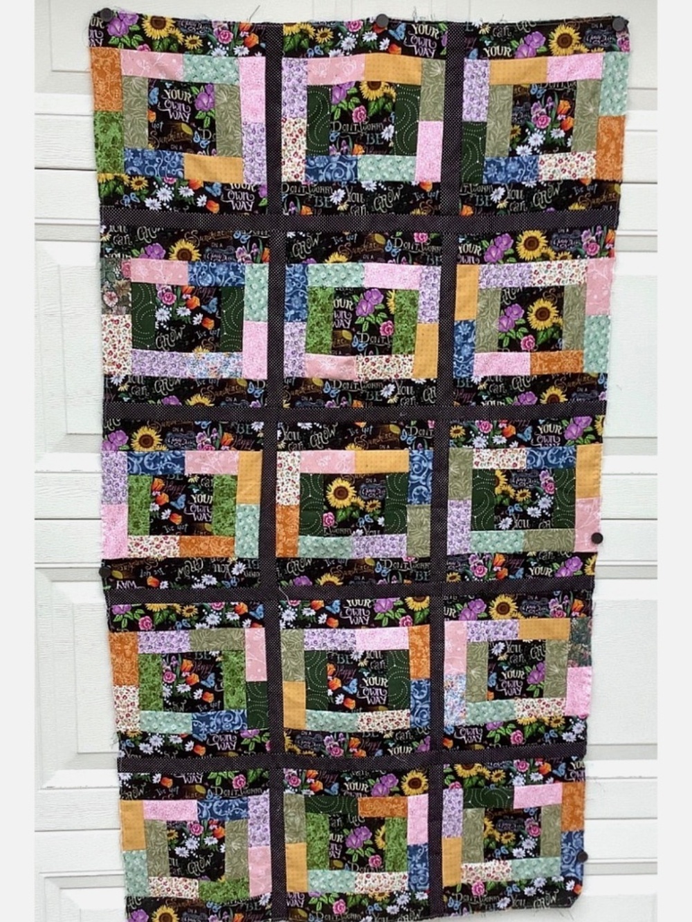 Brand New Unfinished Quilt Top Tapestry Multicolored with Sunflowers